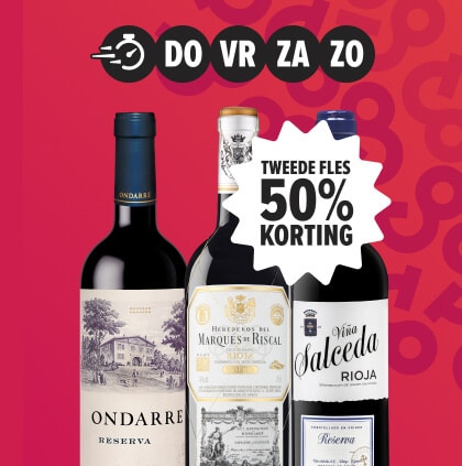 Weekenddeal rioja tweede fles 50% korting